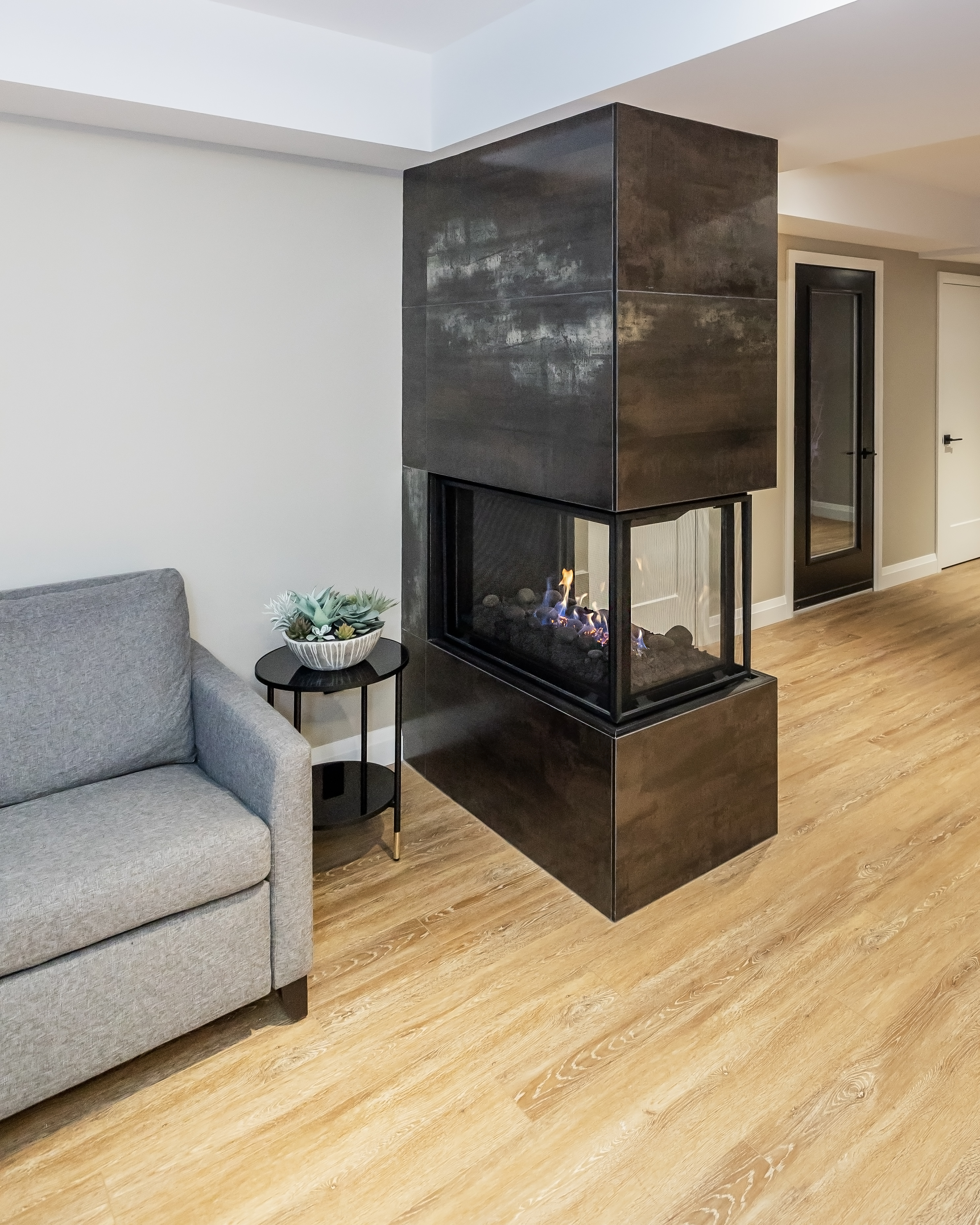 Three-Sided Fireplace